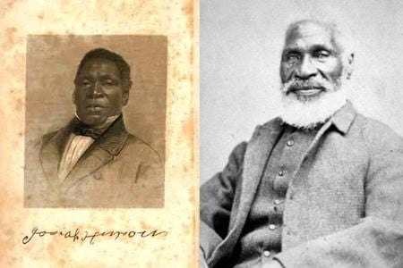 Josiah Henson as a young man at left, and at right, at age 87, photographed in Boston on June 17, 1876