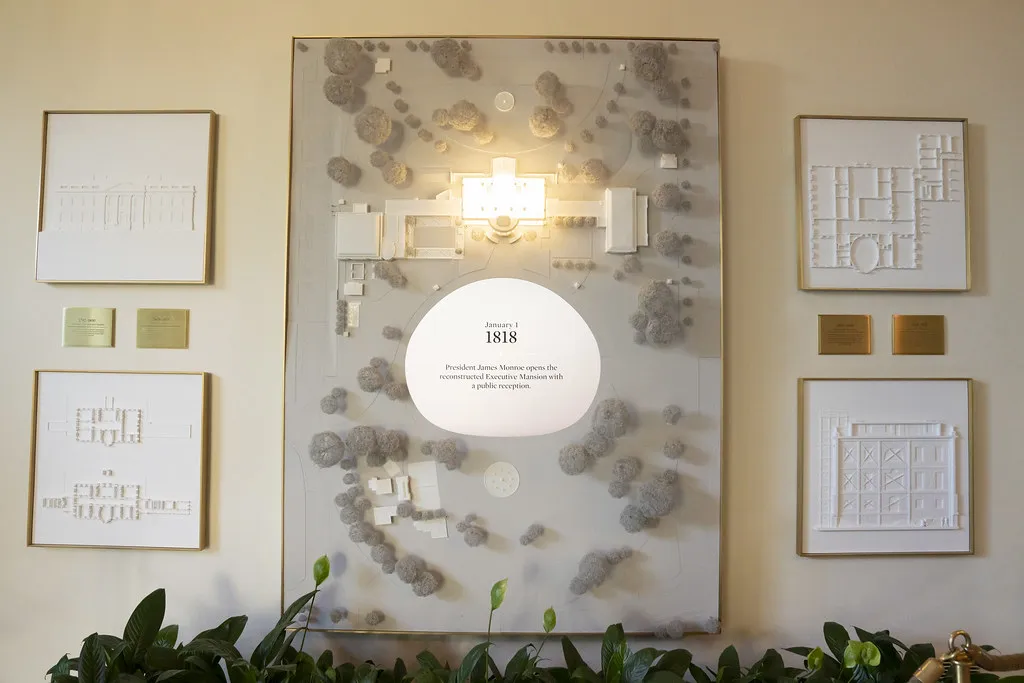 Digital model of the White House on a wall