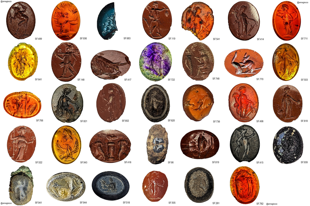 The collection of ancient Roman gemstones