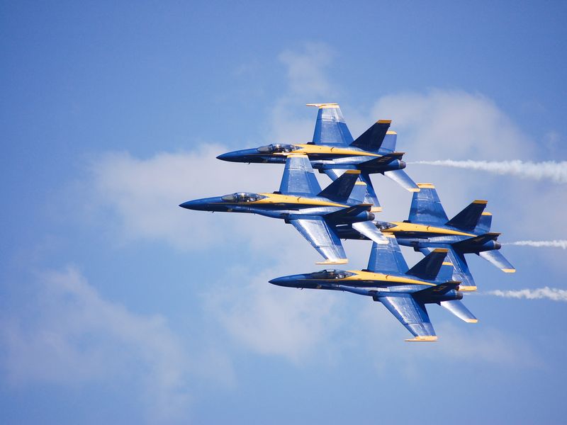 The Blue Angels performing in Virginia Beach, VA for the annual