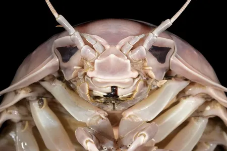 The head of Bathynomus vaderi, a newly described species of giant isopod found in Southeast Asian waters