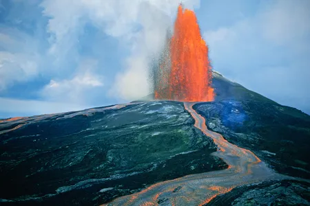 A lava fountain on Kilauea Volcano
