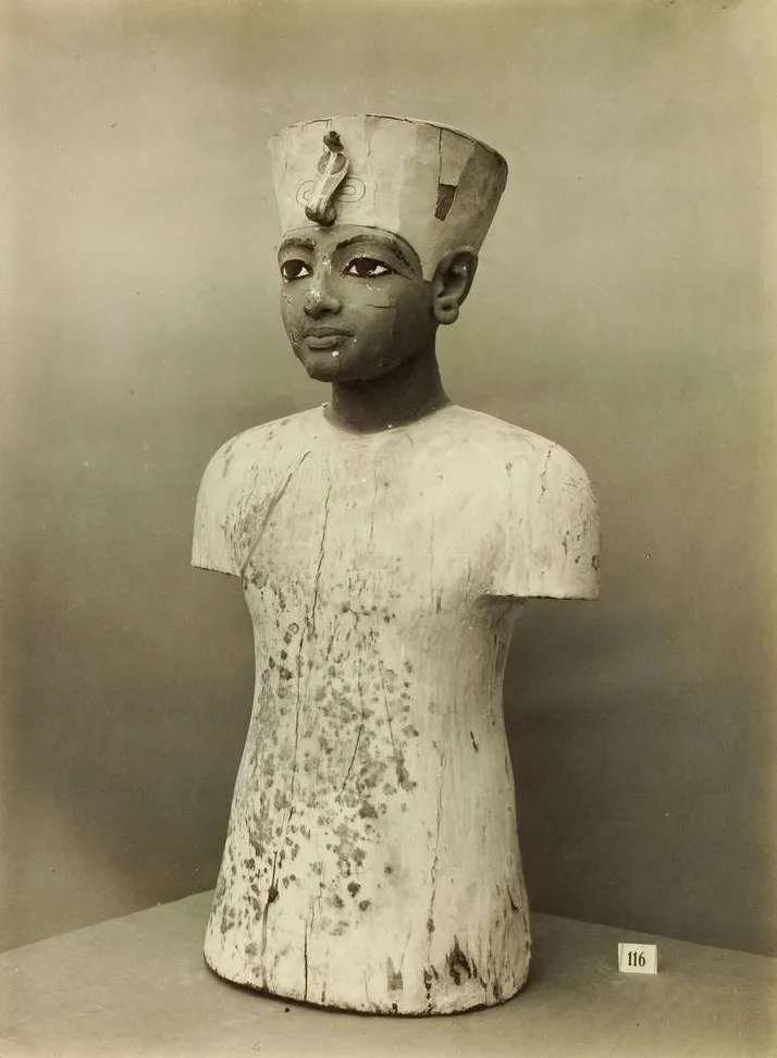 A painted wooden figure of Tutankhamun found in his tomb