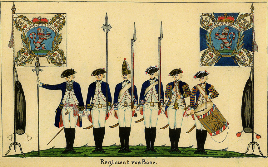 A circa 1783 illustration of Hessian troops