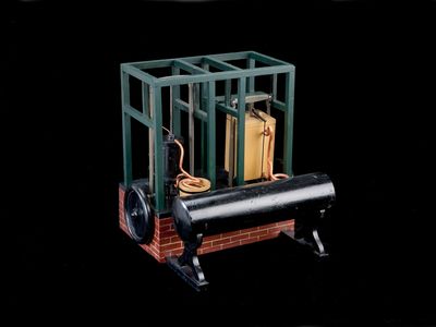 The Smithsonian's National Museum of American History holds this patent model for a Gorrie ice machine, the first mechanical refrigeration or ice-making machine the U.S. Patent Office patented.