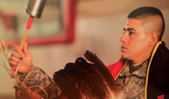 Cody Ayon (Tsistsistas [Southern Cheyenne]) enlisted in both the U.S. Navy and the New Mexico Army National Guard. The Native community of Albuquerque welcomed then-Lieutenant Ayon home with a Soldier Dance after his service during the Iraq War. (Steven Clevenger [Osage], courtesy of Cody Ayon)