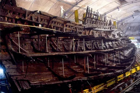 The Mary Rose undergoing restoration.