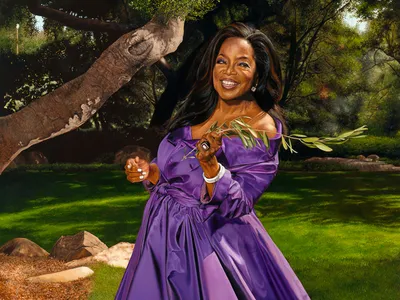 Shawn Michael Warren&#39;s oil-on-linen portrait of&nbsp;Oprah Winfrey depicts the talk show host in a resplendent purple dress.