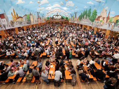 Crowds on the first day of Oktoberfest in Munich, Germany