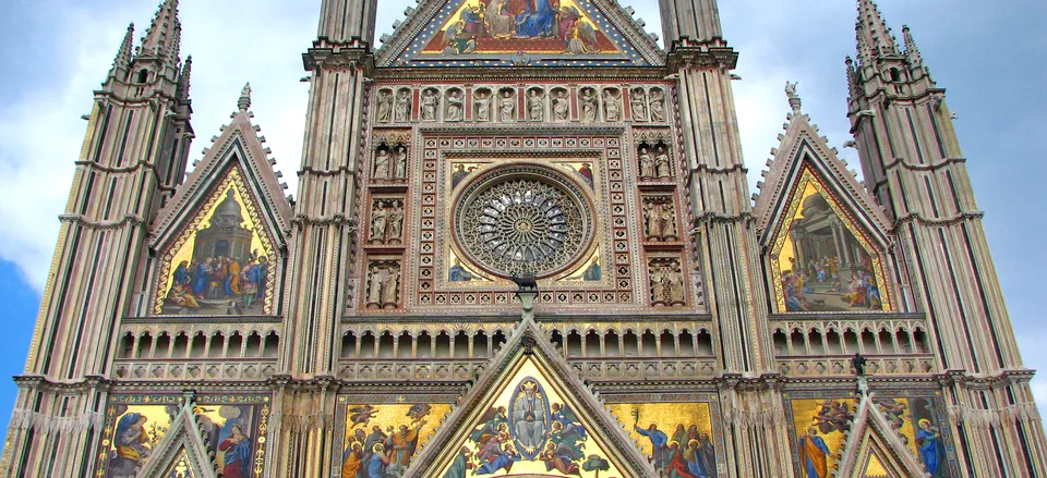  The dramatic facade of Orvieto's cathedral  