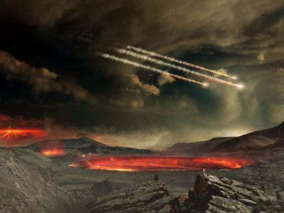 Artist's conception of early Earth. Life survived here, but what about other places?
