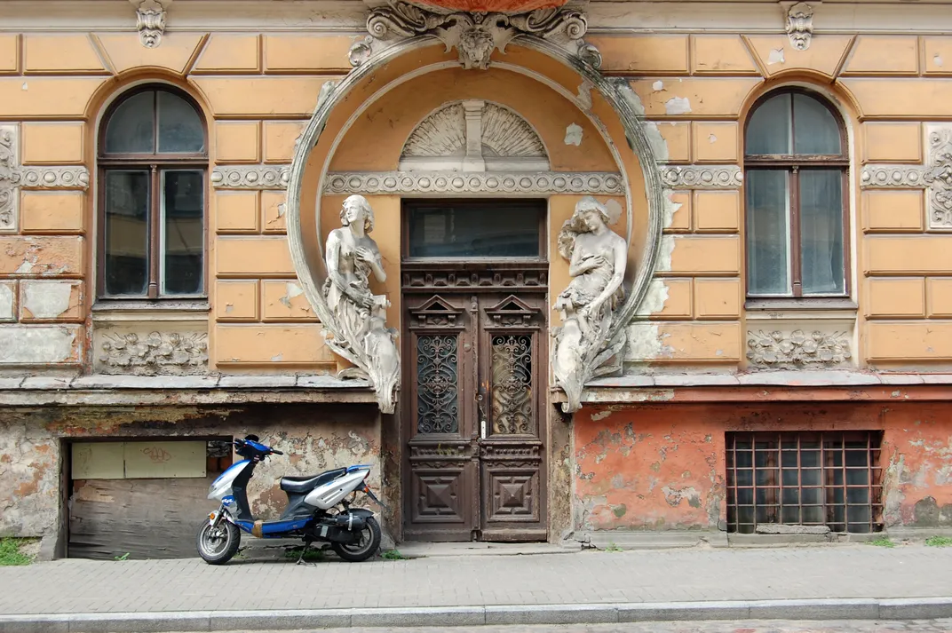 Art Nouveau doorway in Riga, Latvia