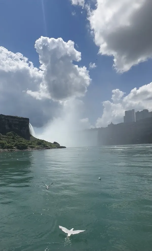 Niagara Falls Canada on the maid of the mist going towards the falls thumbnail