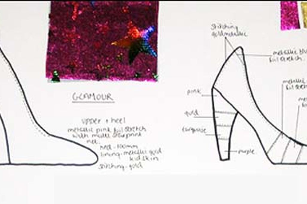 Naomi Braithwaite's footwear sketches for a design course at London College of Fashion