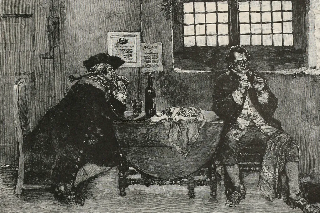 An 1887 engraving of Avery selling jewels following his escape from the authorities