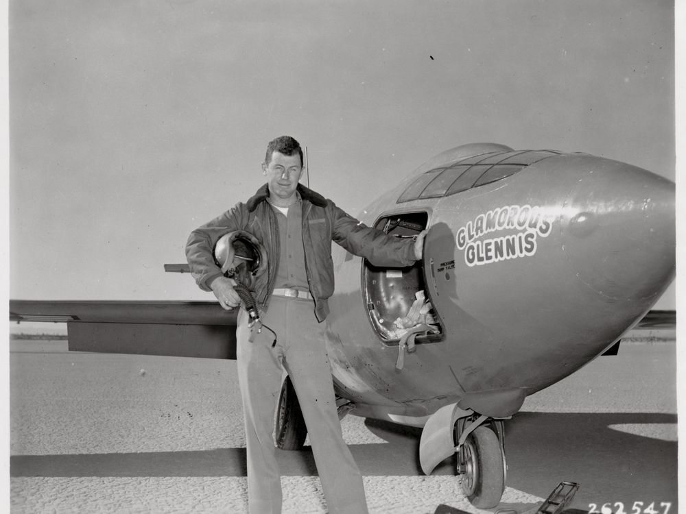 Chuck Yeager with Bell X-1. (NASM)