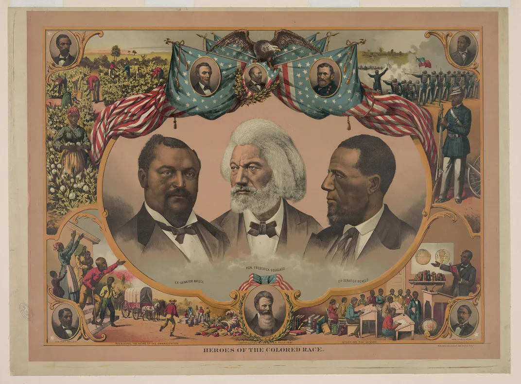 An illustration of heroes of the Black race. Smalls appears at bottom left.