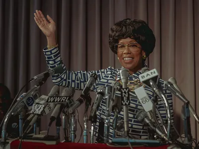 Regina King as Shirley Chisholm in Shirley, a new film written and directed by John Ridley