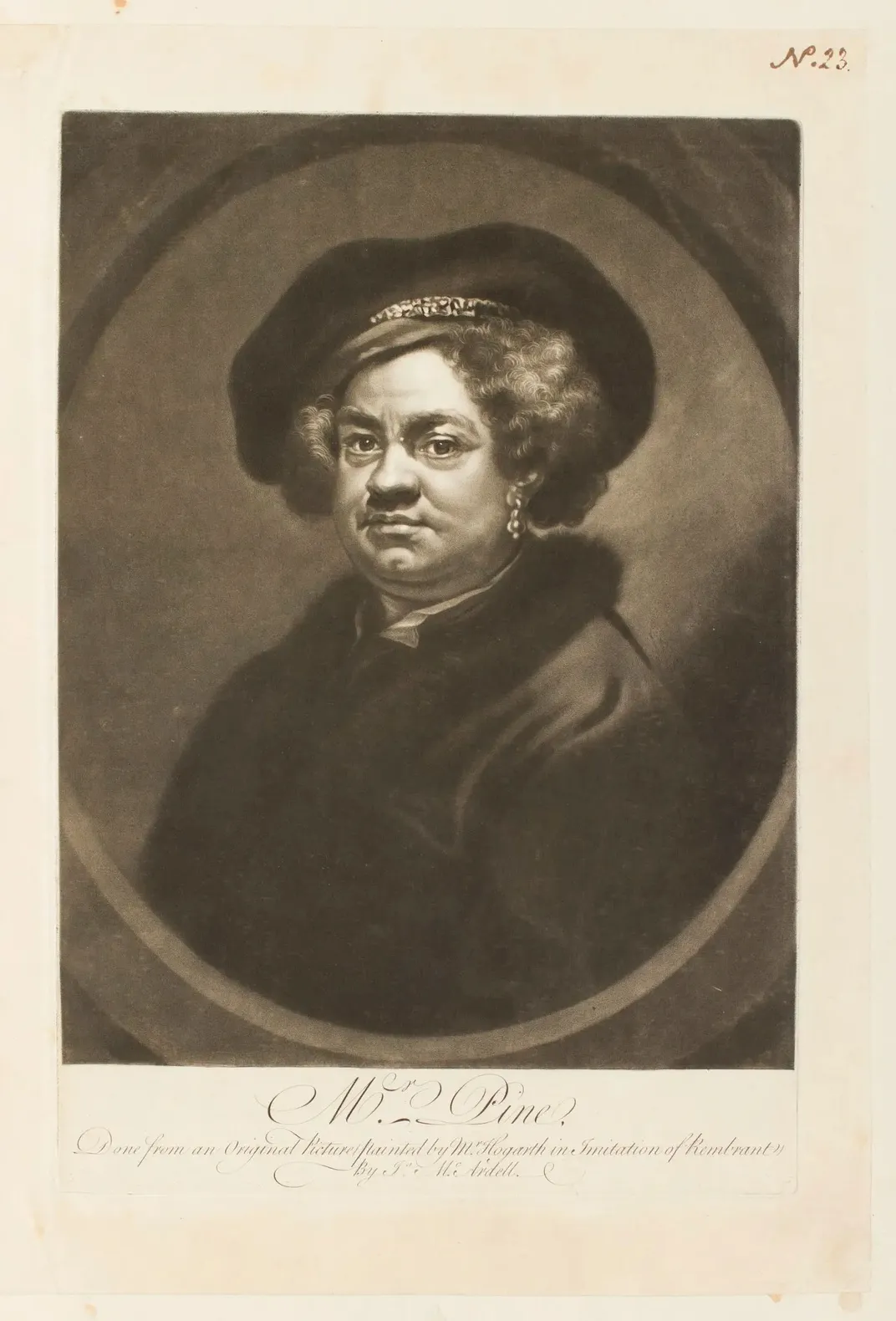 An engraving of John Pine, after a portrait by William Hogarth