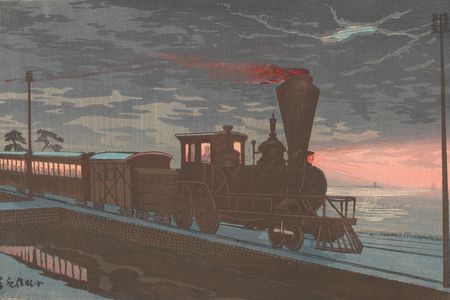 View of Takanawa Ushimachi under a Shrouded Moon, Kobayashi Kiyochika,1879
