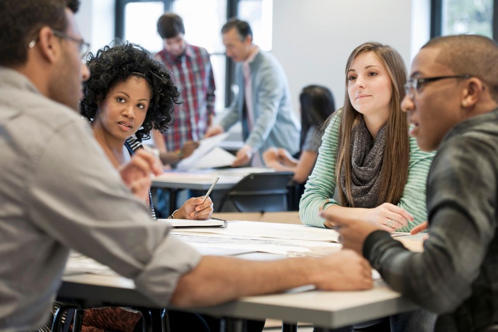 students at work
