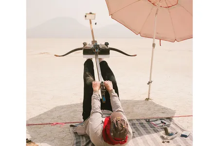 Poised on a Nevada salt flat, Alan Case, one of the world&rsquo;s top practitioners of flight shooting, aims his custom-built bow, which requires so much strength to draw he must use his legs.