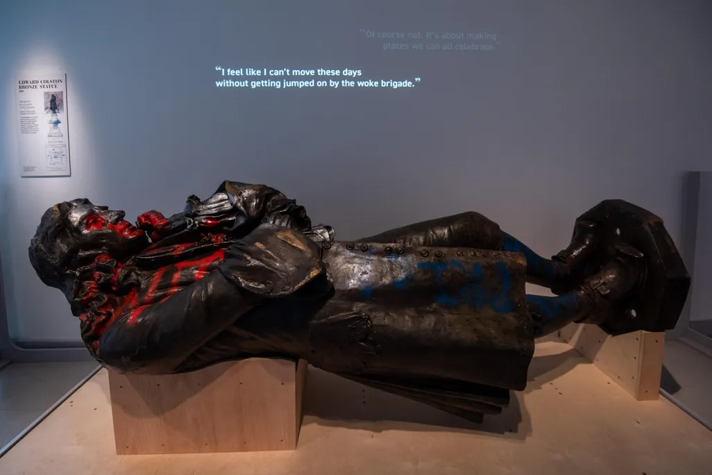 Defaced statue of Edward Colston lies supine in museum display