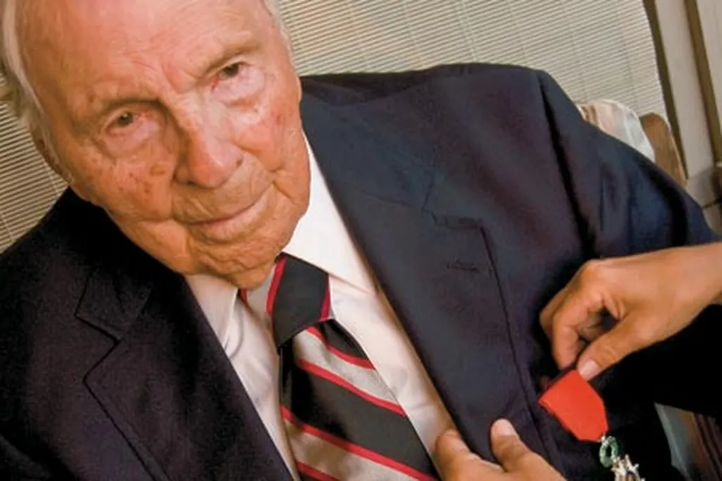 Frank Buckles proudly wears the French Legion of Honor medal