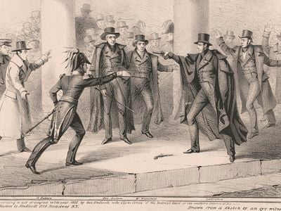 Andrew Jackson&nbsp;was exiting the U.S. Capitol&rsquo;s East Portico when the English-born Lawrence stepped forward from behind a pillar, pulled a derringer single-shot pistol from his jacket, and fired at the president.&nbsp;