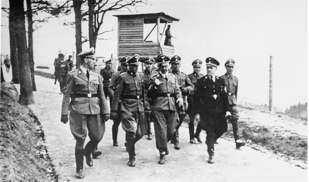 Heinrich Himmler and other Nazi officials visit the Mauthausen concentration camp.