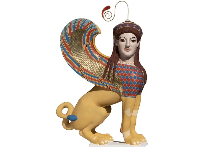 Reconstruction of marble finial in the form of a sphinx (detail), 2022