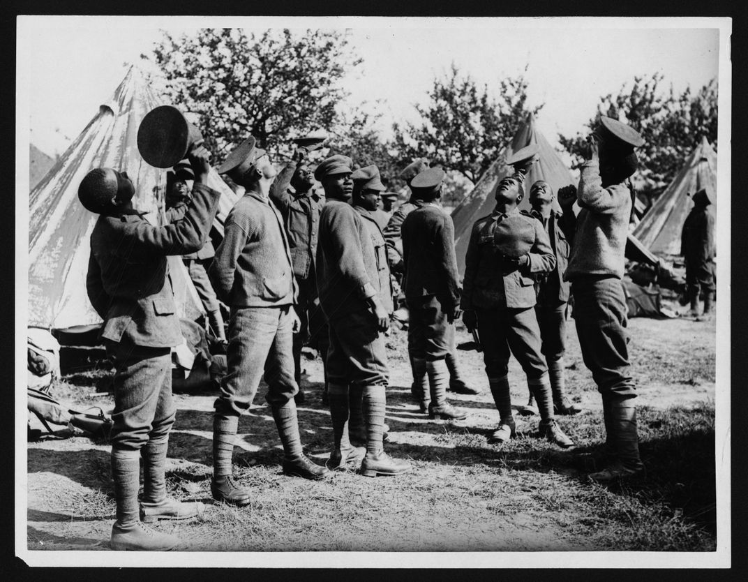 Soldiers from a West India Regiment in their camp in France during World War I