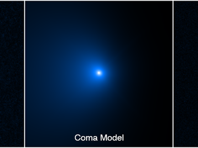 The research team confirmed the comet&#39;s size with photos taken by Hubble Space Telescope in January 2022. The comet&#39;s nucleus is seen as a bright dot of light in the photos. With the computer model, the team removed the hazy glow of the coma to leave behind the bright star-like nucleus.