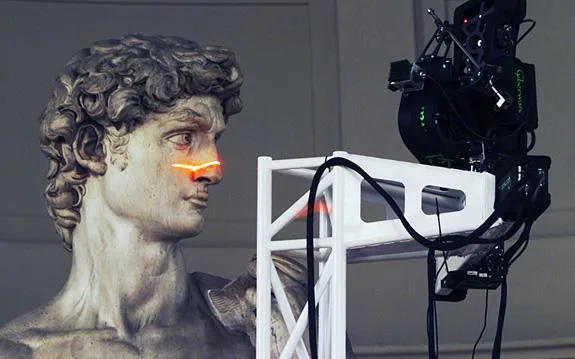 Michelangelo’s David being scanned by The Digital Michelangelo Project