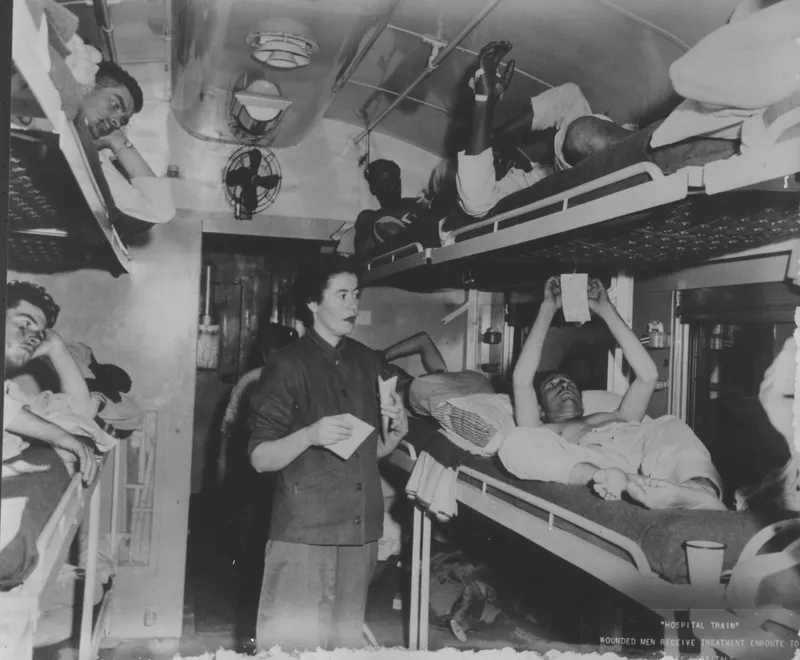 An Army hospital train during the Korean War