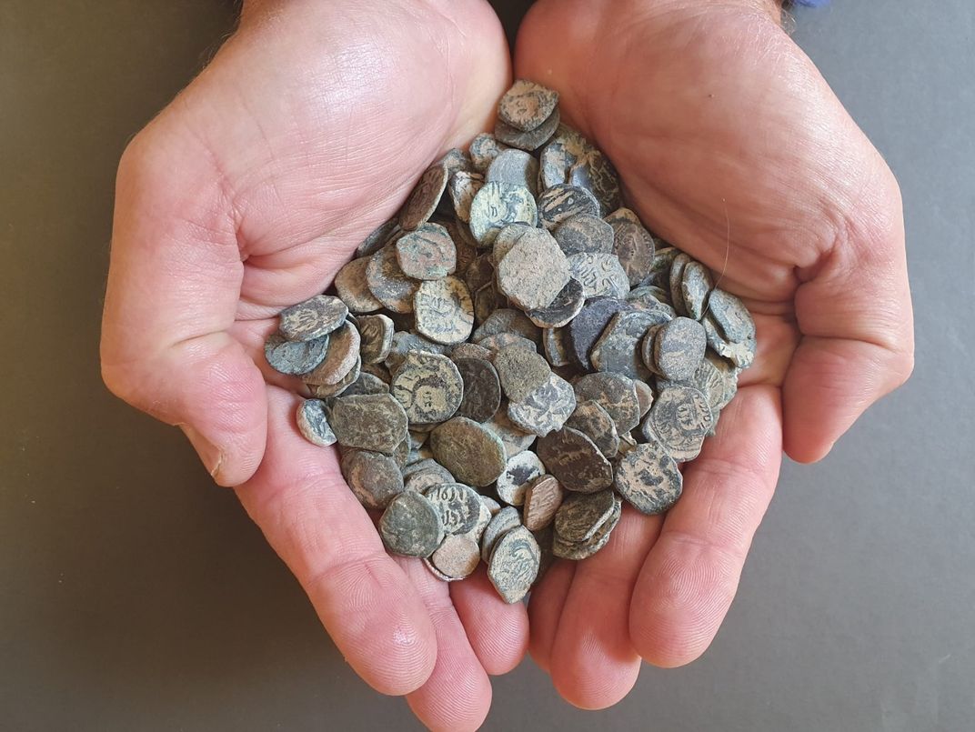 Looted coins recovered from a home in Bnei Brak