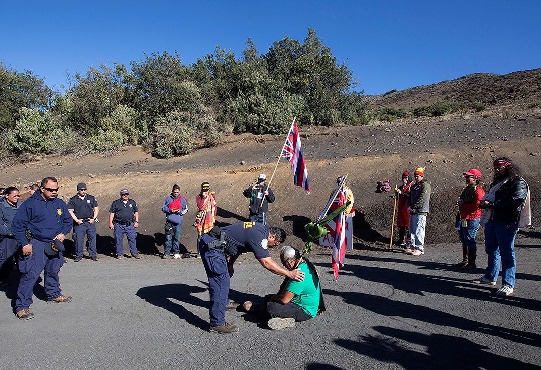 Protestors on Mauna Kea