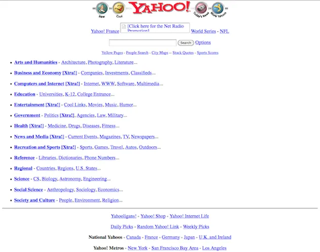 Yahoo homepage