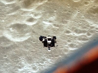The Apollo 10 lunar module prepares for redocking.
