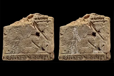 The tablet depicts a male ghost being led back to the afterlife, curator Irving Finkel says.