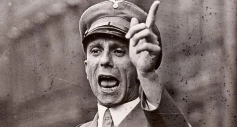Nazi propaganda minister Joseph Goebbels makes a point.