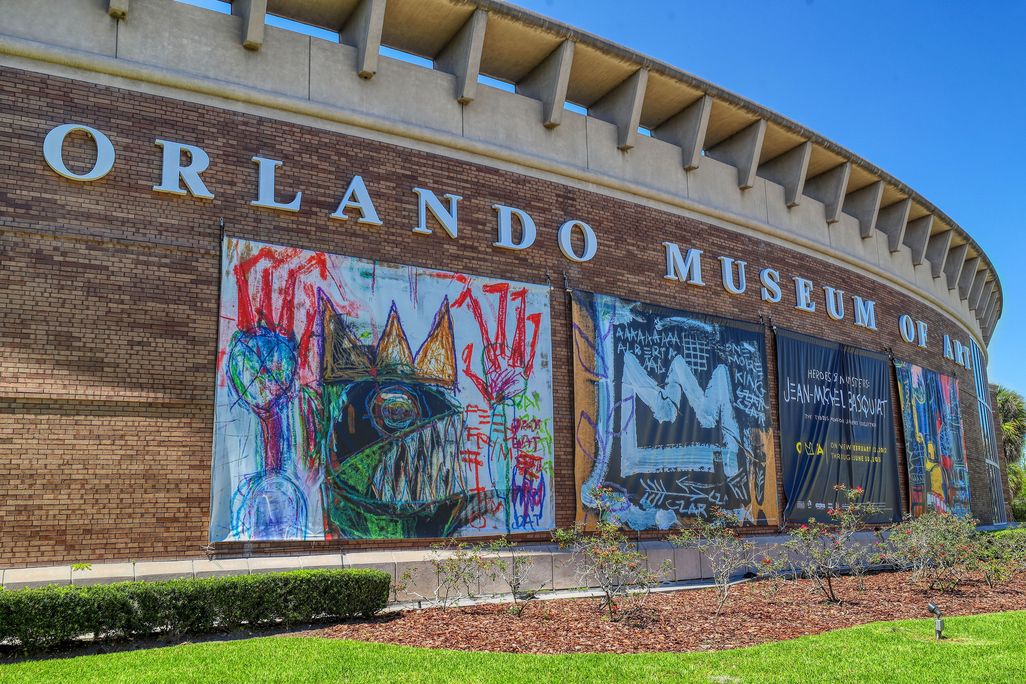 Basquiat posters on museum exterior
