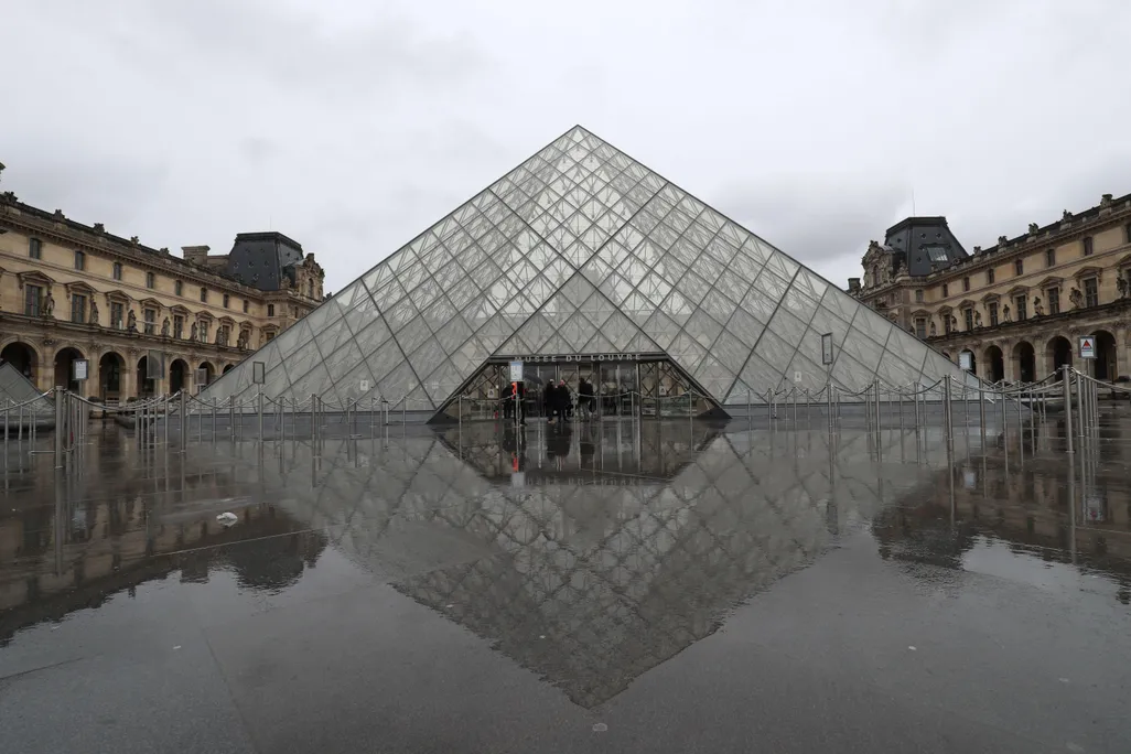 Deserted Louvre courtyard