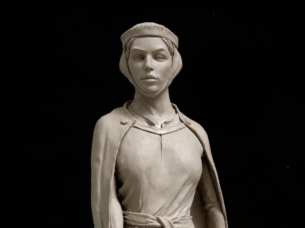 Close-up view of the new statue of Licoricia of Winchester