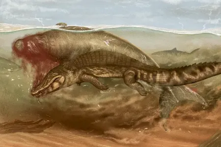 An artist&#39;s rendition of the prehistoric sea cow&#39;s death.