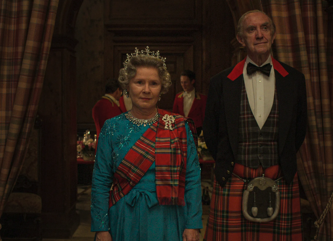 Imelda Staunton as Elizabeth II (left) and Jonathan Pryce as Prince Philip (right) in "The Crown"