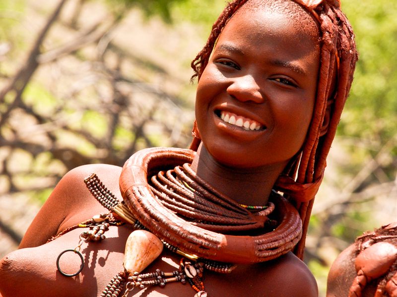 A Beautiful Himba Woman From Northwestern Namibia Africa Awaits Her