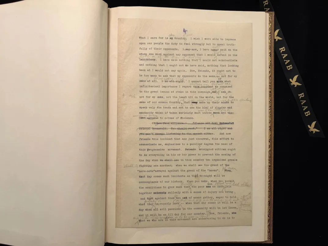 Stenographer's copy of speech