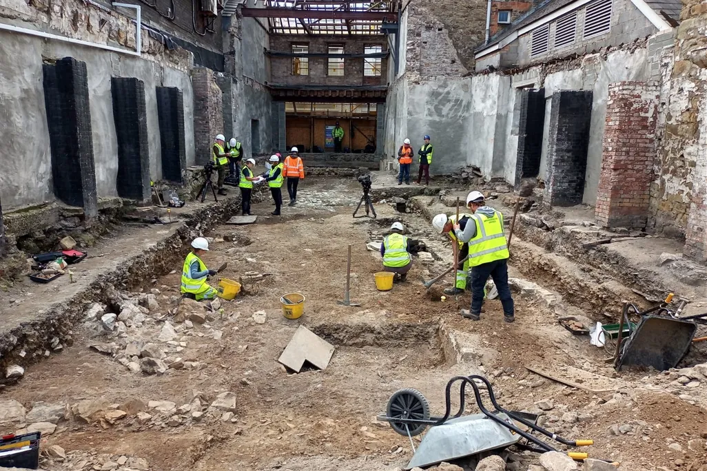 Archeologists digging