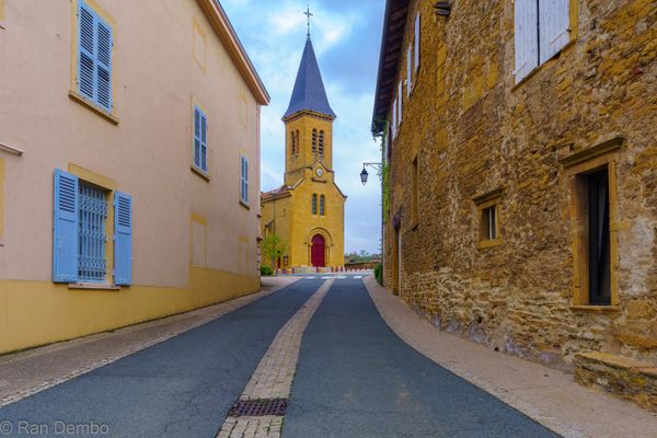 Village center and the church, in Moire, Beaujolais thumbnail
